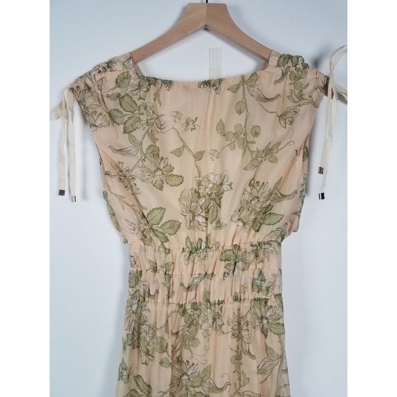 Mon Renn Women's Sz. 2 Wildflower Cut Out Tiered Chiffon Maxi Dress NWT - Picture 14 of 16